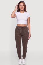 Acid Wash Fleece Multi Pocket Cargo Joggers
