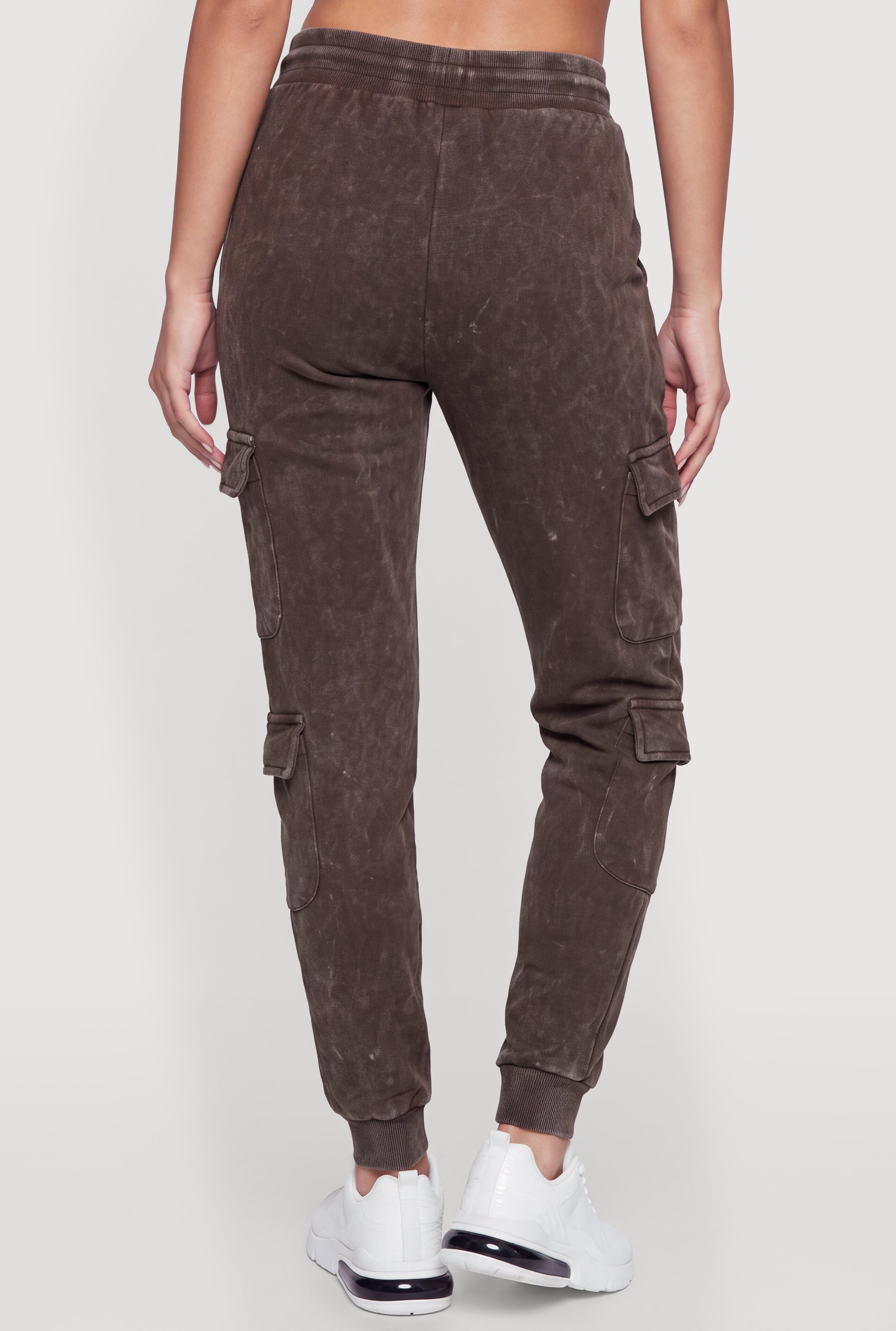 Acid Wash Fleece Multi Pocket Cargo Joggers - Image 5