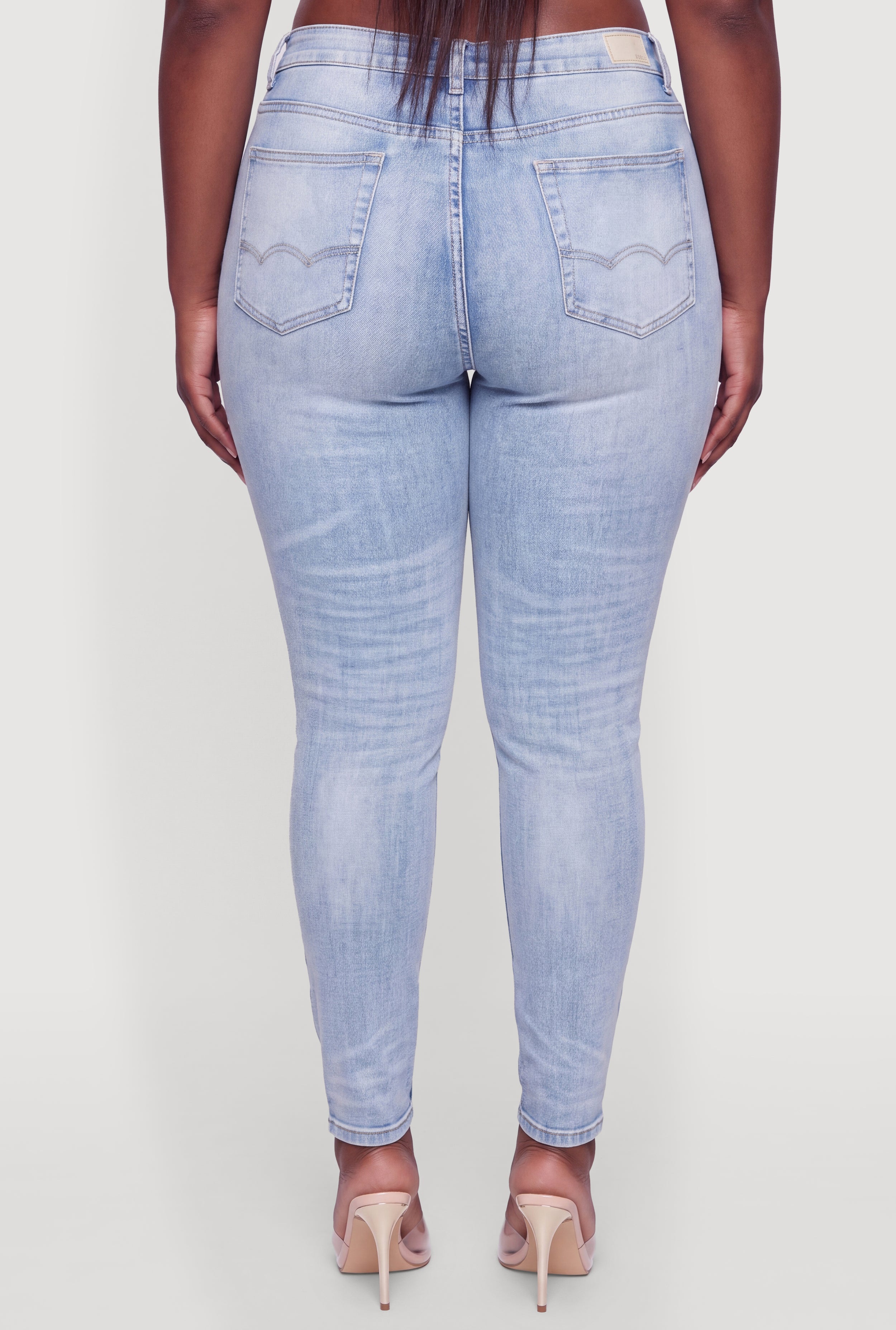 Plus Size High Waisted Whiskered Skinny Jeans - Image 5