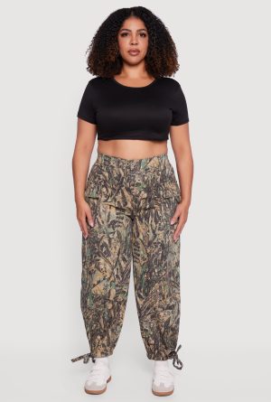 Plus Size Hunter Camo Twill Cargo Joggers